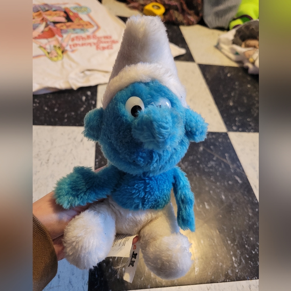 Vintage Ganz Bros 1980 Schleich Peyo Smurf Bean Bag Plush